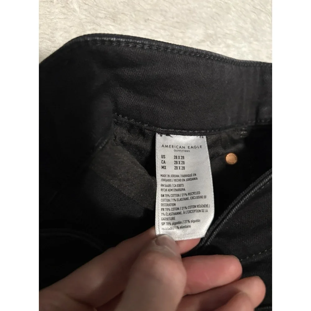 American Eagle Men's Slim Straight Black Denim Jeans Size 28x28 Pants Stretch